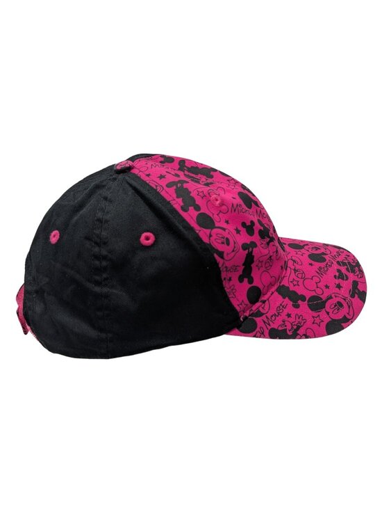 Disney Mickey Mouse Pink Black Youth Cap Adjustable Velcro Hat Glitter Logo - Picture 4 of 7